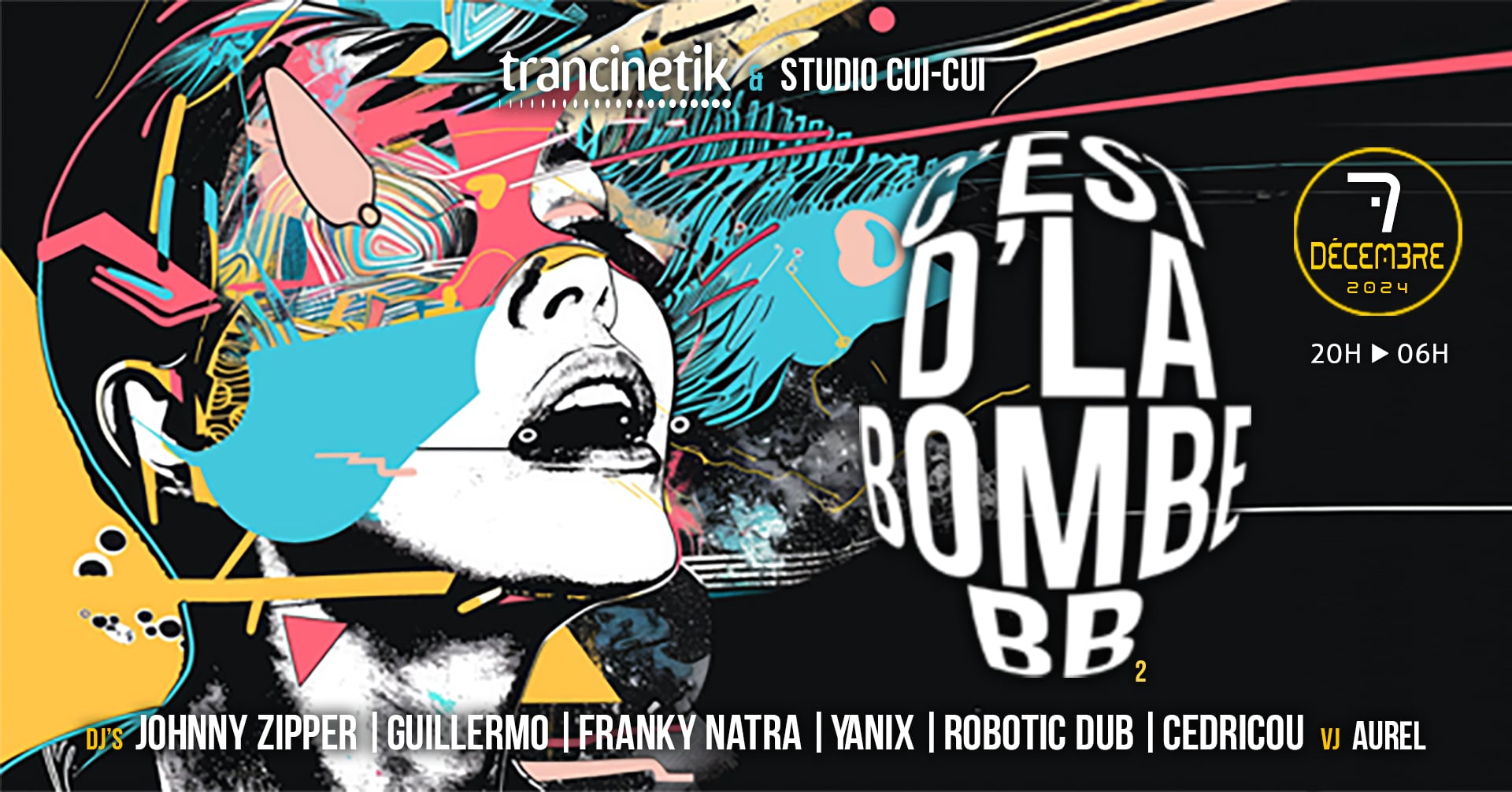 Flyer C’est D’la Bombe BB, Studio Cui-Cui, 7 décembre 2024